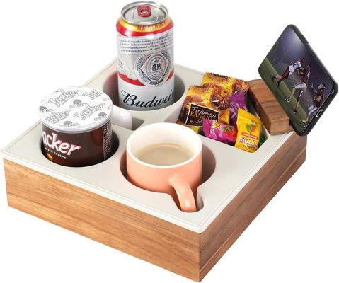 Houten bank Caddy Hou snacks Dranken en afstandsbediening binnen handbereik op bed auto stoel of strand