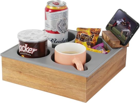 Houten bank Caddy Hou snacks Dranken en afstandsbediening binnen handbereik op bed auto stoel of strand
