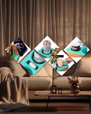 Houten bank Caddy Hou snacks Dranken en afstandsbediening binnen handbereik op bed auto stoel of strand