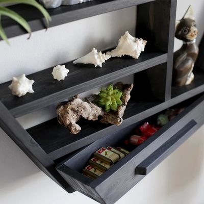 Gepersonaliseerd logo woonkamermeubilair Handgemaakt Houten muur gemonteerd Drijvende collectie planken