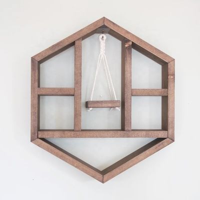 Drijvend geometrisch plank Handgemaakt honingraat ontwerp voor ruimtebesparende houten zeshoek