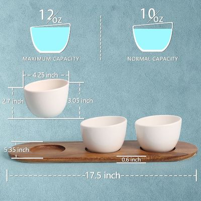 Acacia houten bak chip en dip serveren set met houten plain kleur of uw kleur