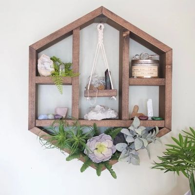 Drijvend geometrisch plank Handgemaakt honingraat ontwerp voor ruimtebesparende houten zeshoek