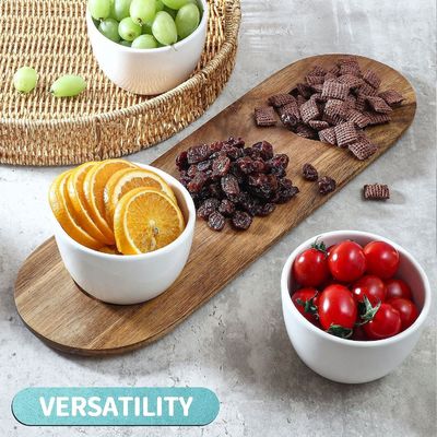 Acacia houten bak chip en dip serveren set met houten plain kleur of uw kleur