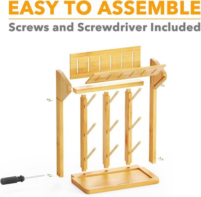 Dubbele laag bamboe babyfles droogrek voor handige organisatie van keukenflessen