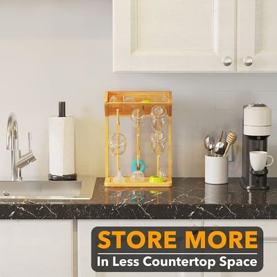 Dubbele laag bamboe babyfles droogrek voor handige organisatie van keukenflessen