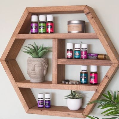 Geen opgevouwen multi-laag Vintage massief hout opslagplank met rustiek zeshoekig ontwerp