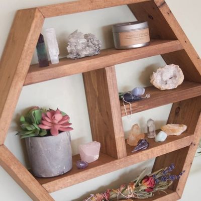 Geen opgevouwen multi-laag Vintage massief hout opslagplank met rustiek zeshoekig ontwerp