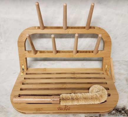 Klassificatie Reisvriendelijk bamboe babyfles droogrek met borstel en droger