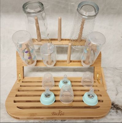 Klassificatie Reisvriendelijk bamboe babyfles droogrek met borstel en droger