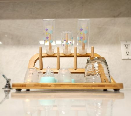 Klassificatie Reisvriendelijk bamboe babyfles droogrek met borstel en droger