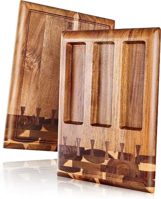 milieuvriendelijk hout snijplank met ingebouwde sapgroef en verwijderbare containers