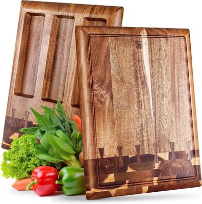 milieuvriendelijk hout snijplank met ingebouwde sapgroef en verwijderbare containers