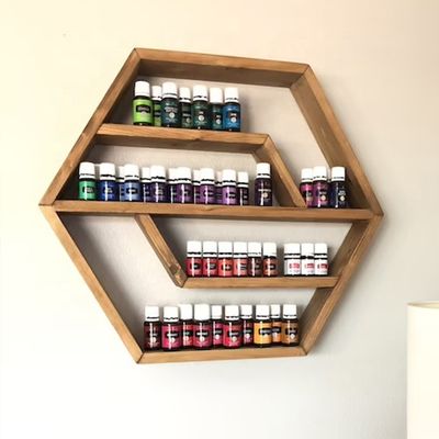 Hexagon Solid Wood Floating Shelf Modern ontwerp voor slaapkamer woonkamer en keuken
