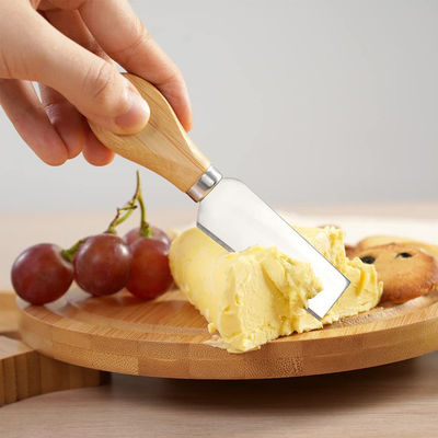 Bamboe Kaasbord met aangepast logo en 4 Stainless Steel Snijmessen aangepaste grootte