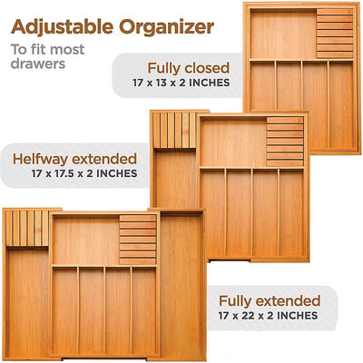 Bamboe keuken zilverwerk gereedschapsholding en bestek lade organisator voor platteware maat