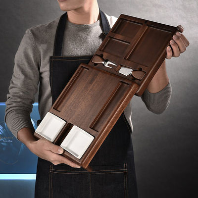 Aanpasbare multifunctioneel bambus snijplank met stand en opvouwbare kolander