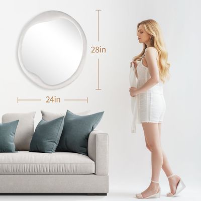 Geverfde flanel omwikkeld houten raam spiegel Unieke onregelmatige wandversiering voor thuis