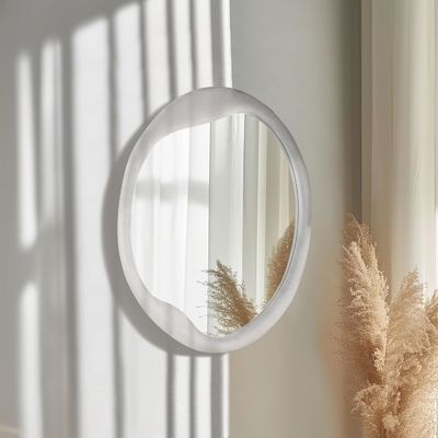 Geverfde flanel omwikkeld houten raam spiegel Unieke onregelmatige wandversiering voor thuis