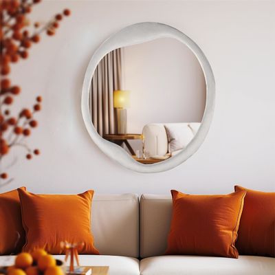 Geverfde flanel omwikkeld houten raam spiegel Unieke onregelmatige wandversiering voor thuis