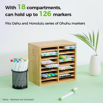 Houten bureau opslagplaats bevat 126 markers 48 pastel kleuren in bamboe marker organisator