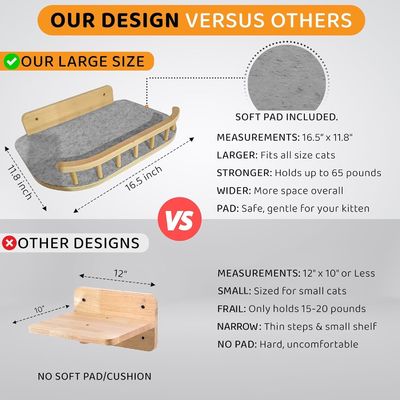 Huisdier Speelgoed Logo Op maat gemaakt Logo Acceptabel Houten hoekplank voor katten en grote wandtrappen