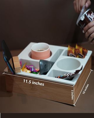 Houten opslagdoos voor het bureau voor woonkamer koffie tafel snacks en afstandsbediening