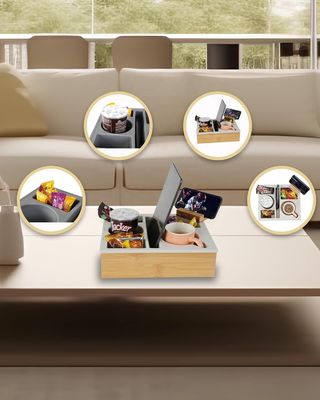 Houten opslagdoos voor het bureau voor woonkamer koffie tafel snacks en afstandsbediening