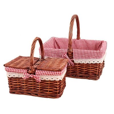 Rural Wind Handgeweven Cube Wicker Garden Picnic Storage Baskets met handvat 30x20x15cm