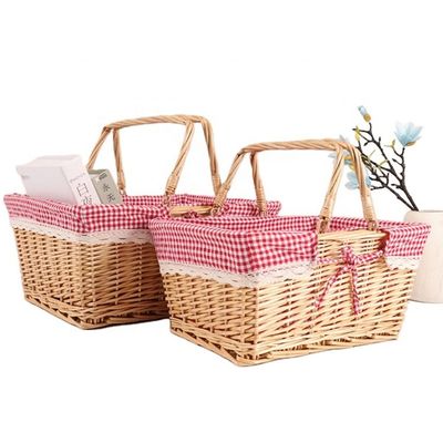 Rural Wind Handgeweven Cube Wicker Garden Picnic Storage Baskets met handvat 30x20x15cm