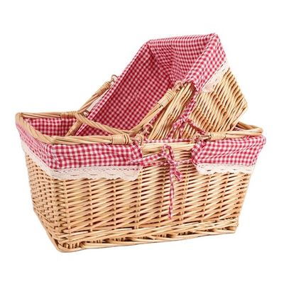 Rural Wind Handgeweven Cube Wicker Garden Picnic Storage Baskets met handvat 30x20x15cm