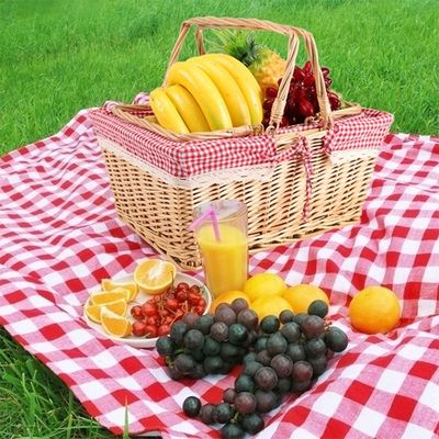 Rural Wind Handgeweven Cube Wicker Garden Picnic Storage Baskets met handvat 30x20x15cm