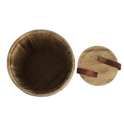 Mini-handwerk houten koffiebonen en snoepopslagvat met zijde-schermprinten