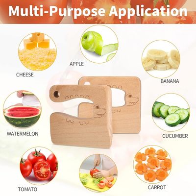 OEM houten kindermes voor het koken schattig vis Dinosaurus vorm Keuken speelgoed groente cutter