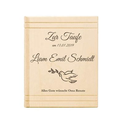 Zilkschermdruk/Burned Logo Houten geldbesparingsdoos voor kinderen op maat in boekvorm