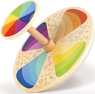 Houten spinner zit en draait grotere grootte lasergraveren klassiek spinnen activiteit speelgoed