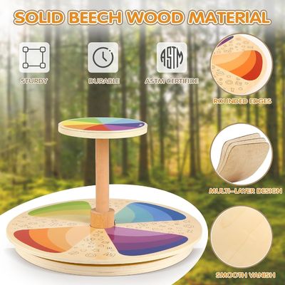 Houten spinner zit en draait grotere grootte lasergraveren klassiek spinnen activiteit speelgoed