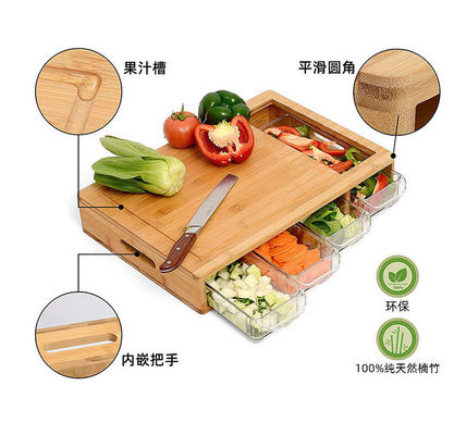 Professionele keuken Acacia Bamboe en olijfhout snijplank Set met containers