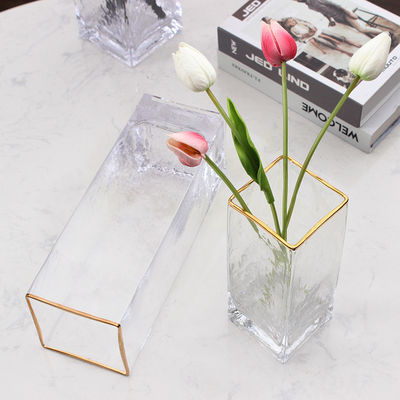 All-Season Modern Square Handgemaakte Doorzichtige Glasvaas met Handgeblazen Techniek