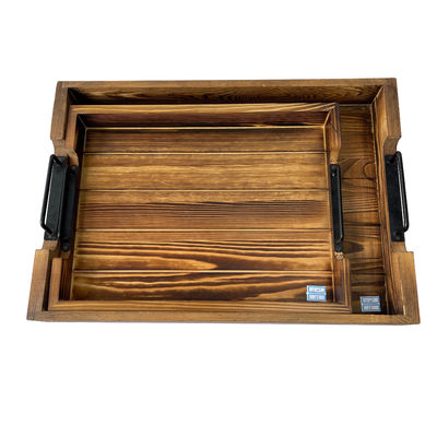 Op maat gemaakte ontwerpen aanvaard Rustieke rechthoekige houten bedieningsbak met metalen handgrepen