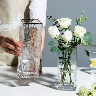 All-Season Modern Square Handgemaakte Doorzichtige Glasvaas met Handgeblazen Techniek