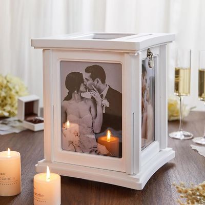 Huwelijksreceptie Eucalyptus DIY envelop Houten doos met slot Voorbeeld Gratis