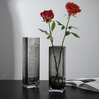 All-Season Modern Square Handgemaakte Doorzichtige Glasvaas met Handgeblazen Techniek