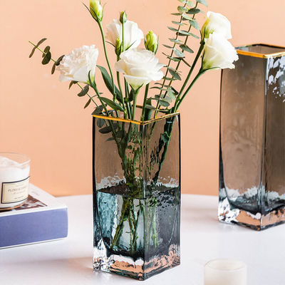 All-Season Modern Square Handgemaakte Doorzichtige Glasvaas met Handgeblazen Techniek