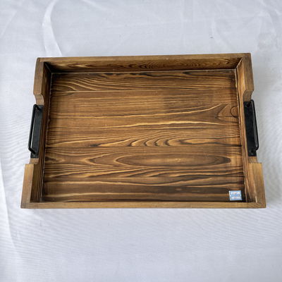 Op maat gemaakte ontwerpen aanvaard Rustieke rechthoekige houten bedieningsbak met metalen handgrepen