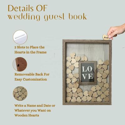 Hout en glas Romantische bruiloft decoratie Custom Drop Top Frame met grote foto inbreng