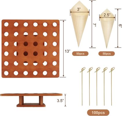 Houten ijsconenhouder in eenvoudige kleur voor foodtrucks of catering-evenementen