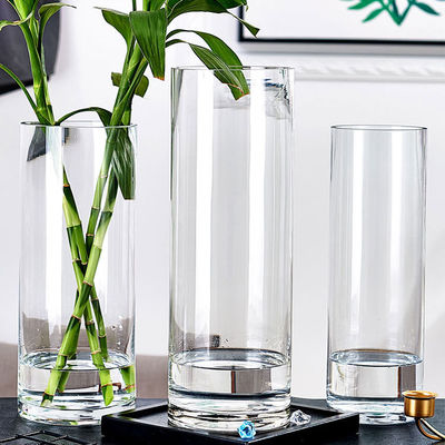 Moderne stijl Elegante ronde heldere glazen vaas voor huisversiering