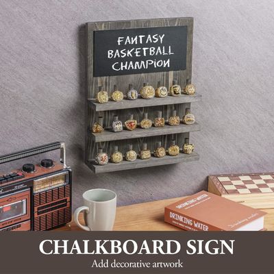 21 Peg Houten ringhouder voor wandmontage Vintage grijs massief houten sieraden display