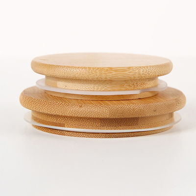 Gepersonaliseerde natuurlijke kleur decoratieve bamboe deksels voor hoge borosilicaat glas mok potten